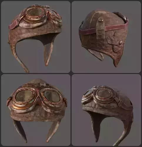 3D Retro Vintage Pilot Headgear PBR Photo Realistic 