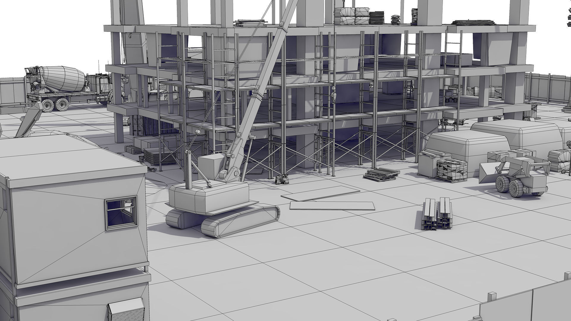 First Stage of Building Construction Scene Low-poly 3D model_12