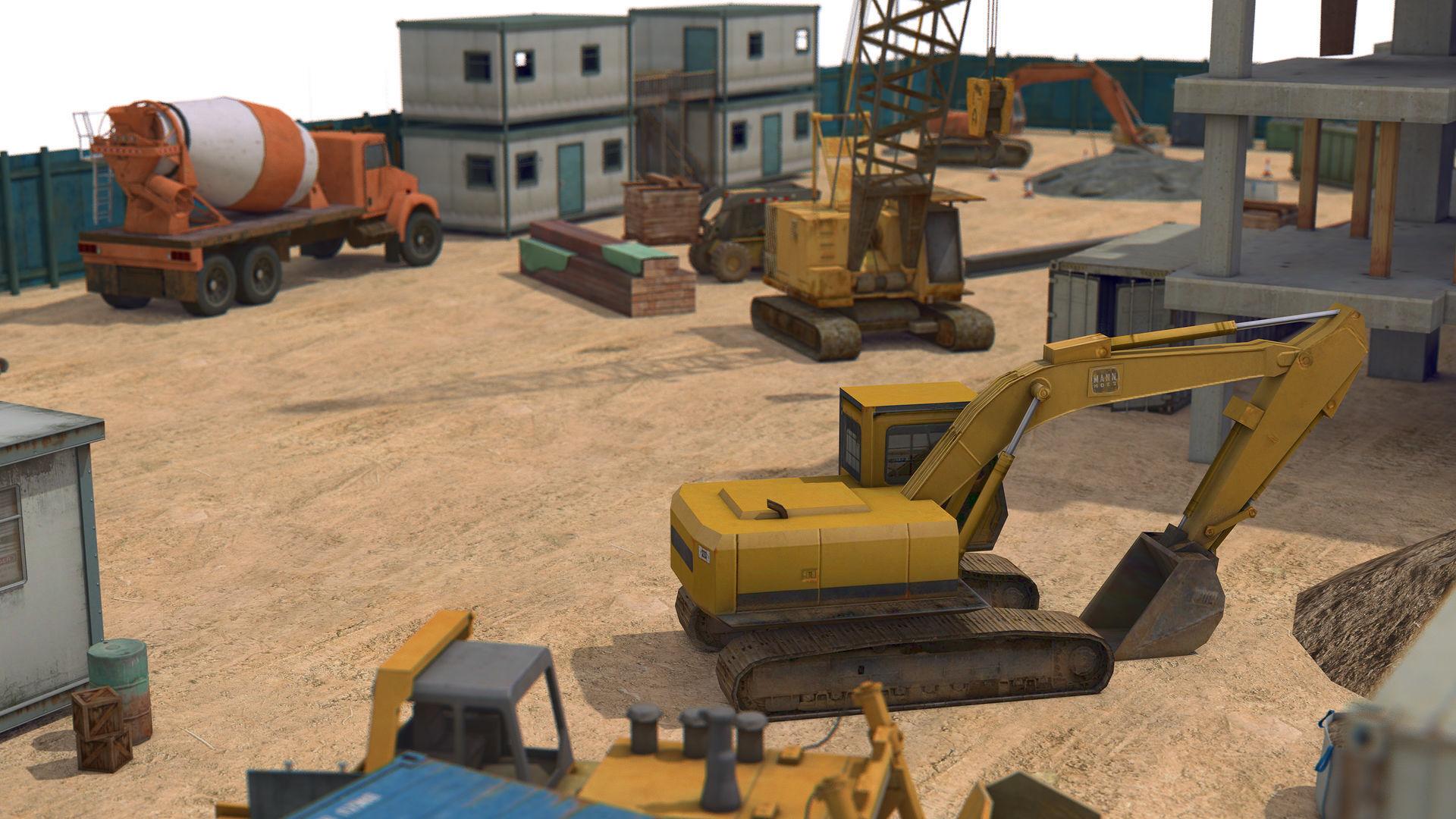 First Stage of Building Construction Scene Low-poly 3D model_7