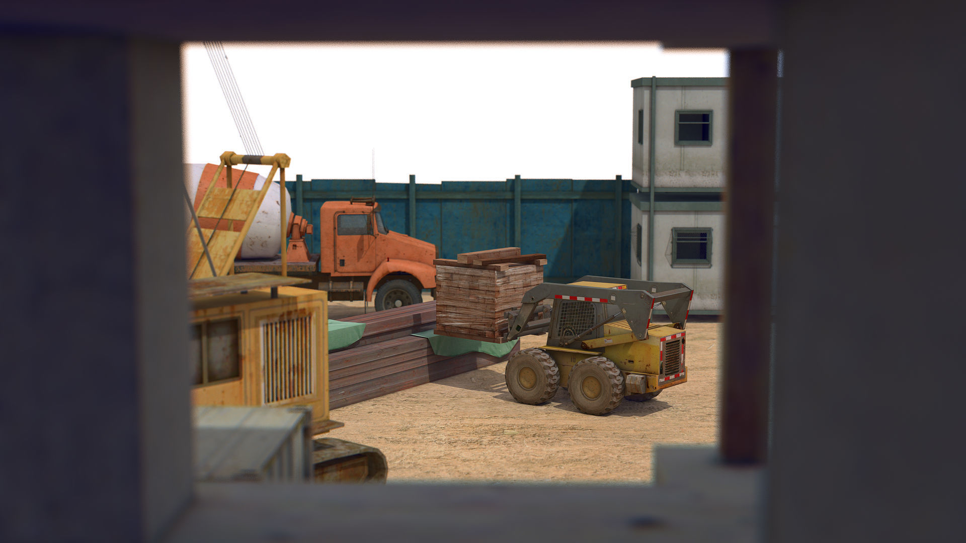 First Stage of Building Construction Scene Low-poly 3D model_5