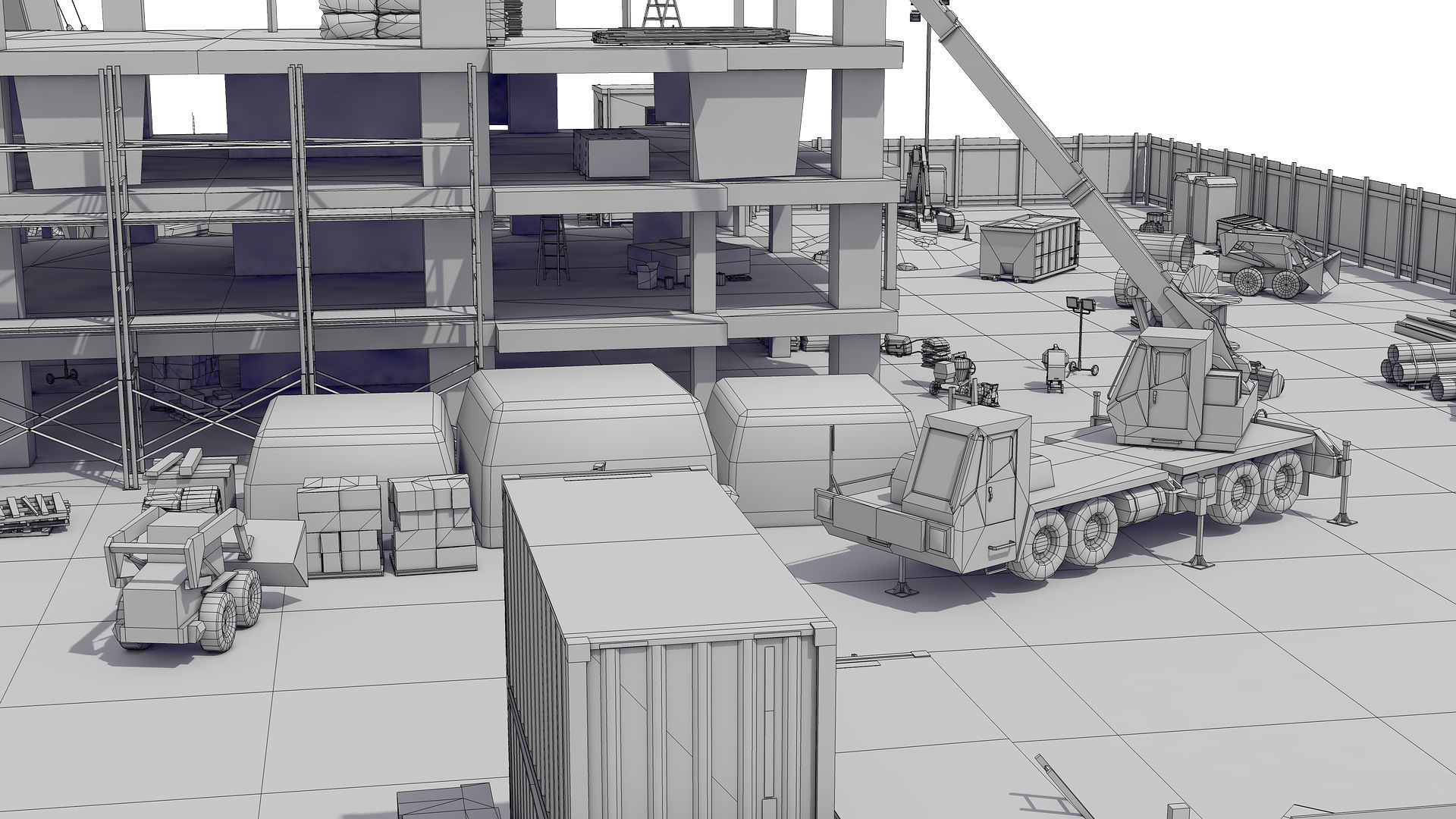 First Stage of Building Construction Scene Low-poly 3D model_13