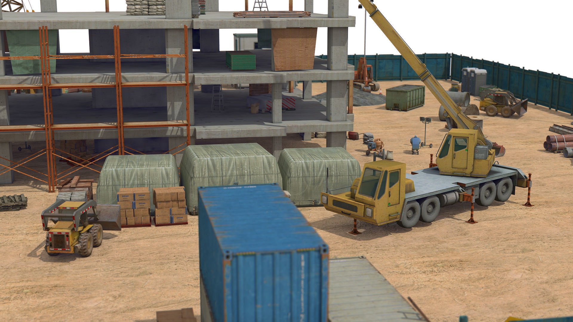 First Stage of Building Construction Scene Low-poly 3D model_3