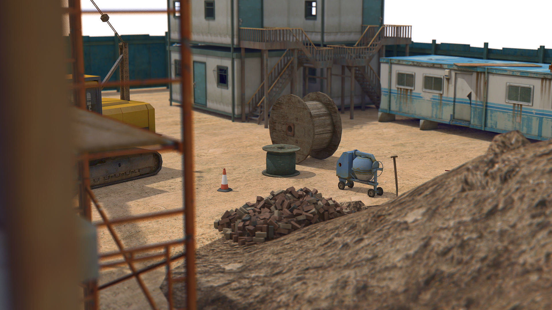 First Stage of Building Construction Scene Low-poly 3D model_8