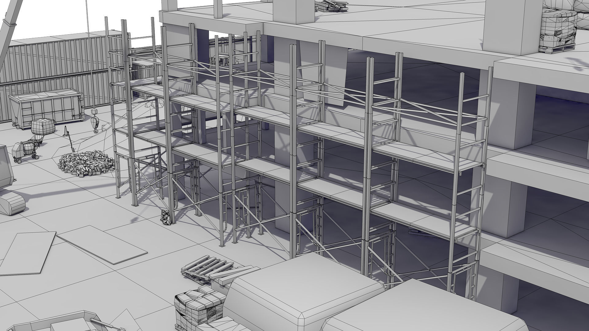 First Stage of Building Construction Scene Low-poly 3D model_14