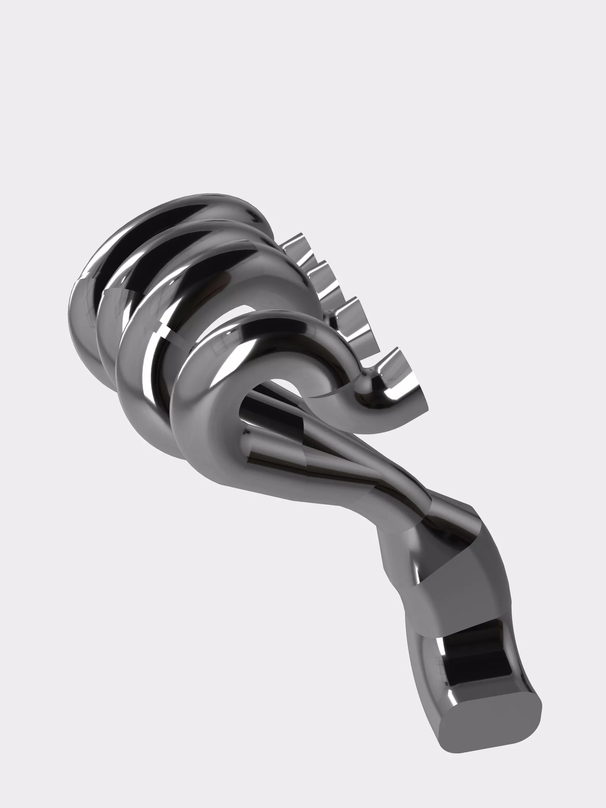 V8 Header design ornate curved N compact design 3D print model_0