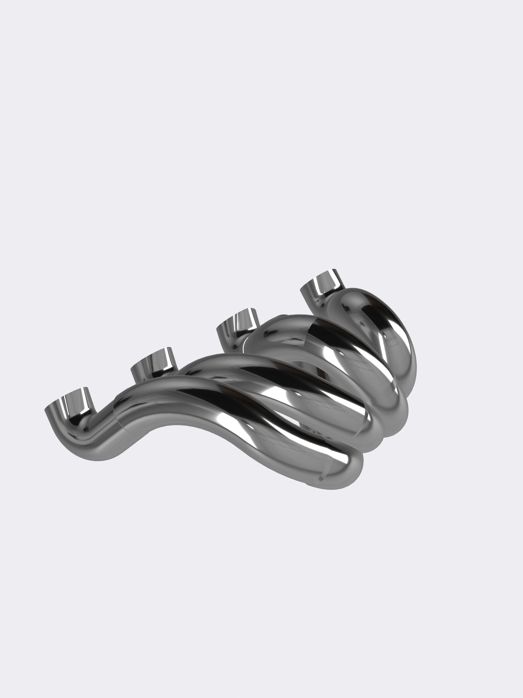 V8 Header design ornate curved N compact design 3D print model_2