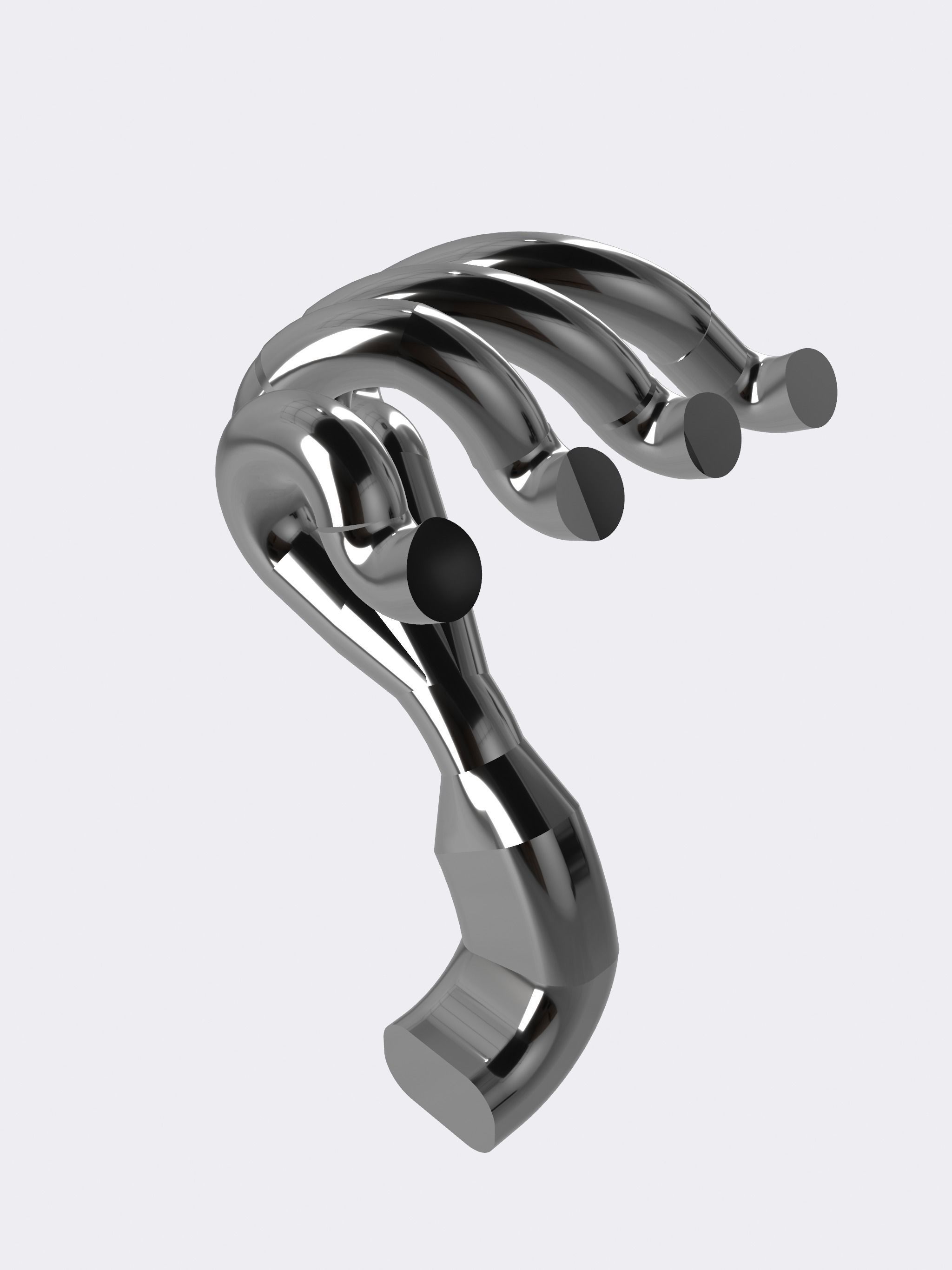 V8 Header design ornate curved N compact design 3D print model_3