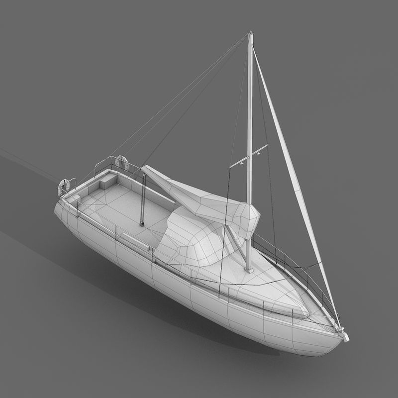 Watercraft Collection of Sailboats Pack - 9 Lowpoly 3D Models Low-poly 3D model_3