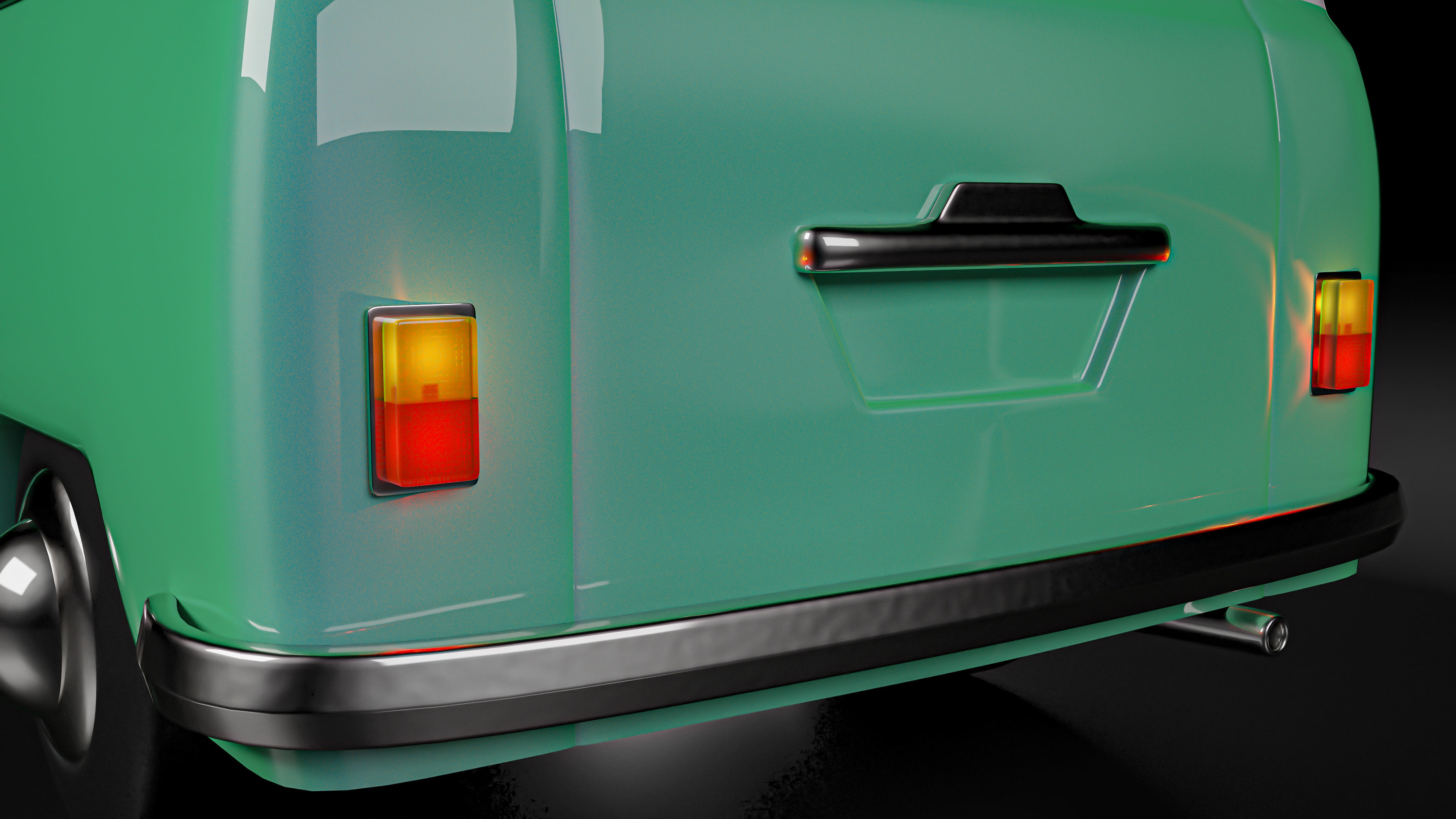 Vintage Old Style Retro minivan Low-poly 3D model_4