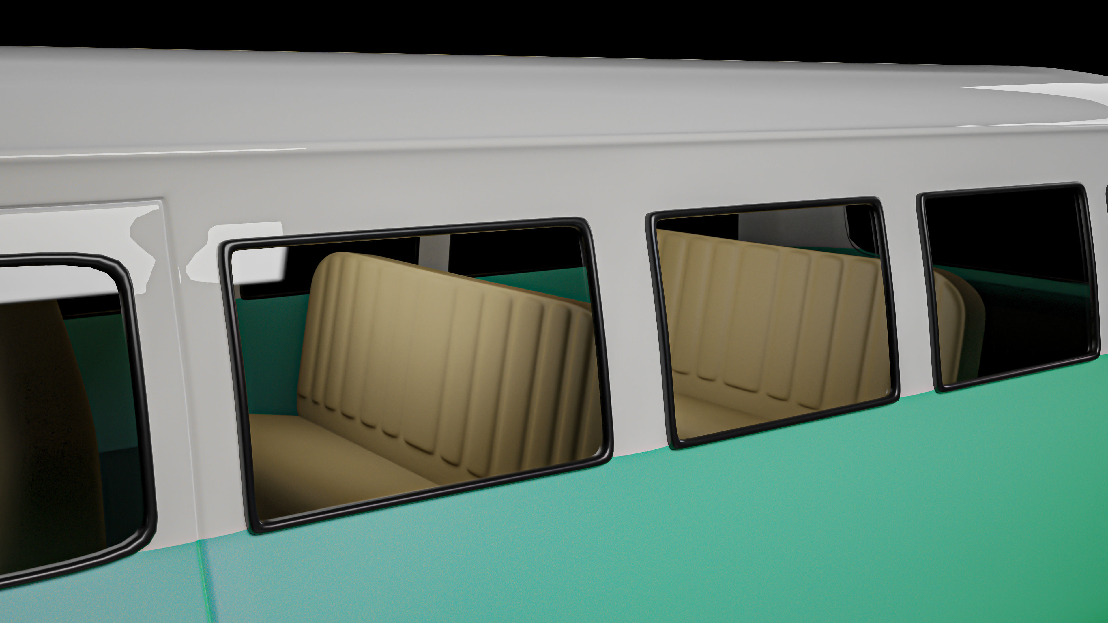 Vintage Old Style Retro minivan Low-poly 3D model_3