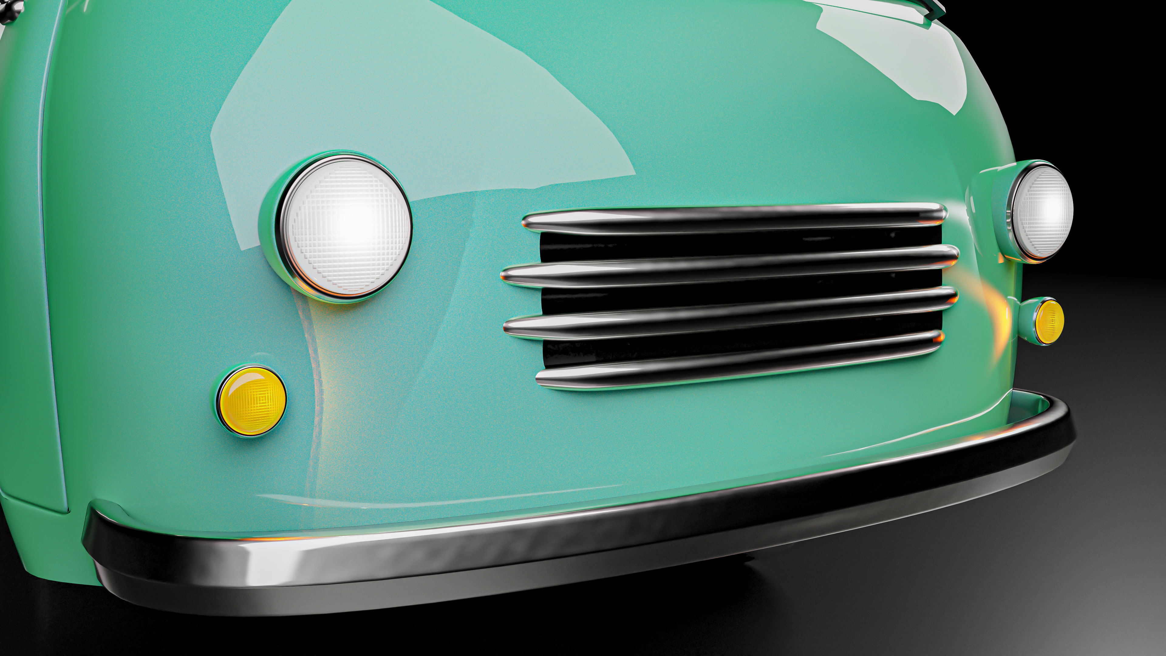 Vintage Old Style Retro minivan Low-poly 3D model_6