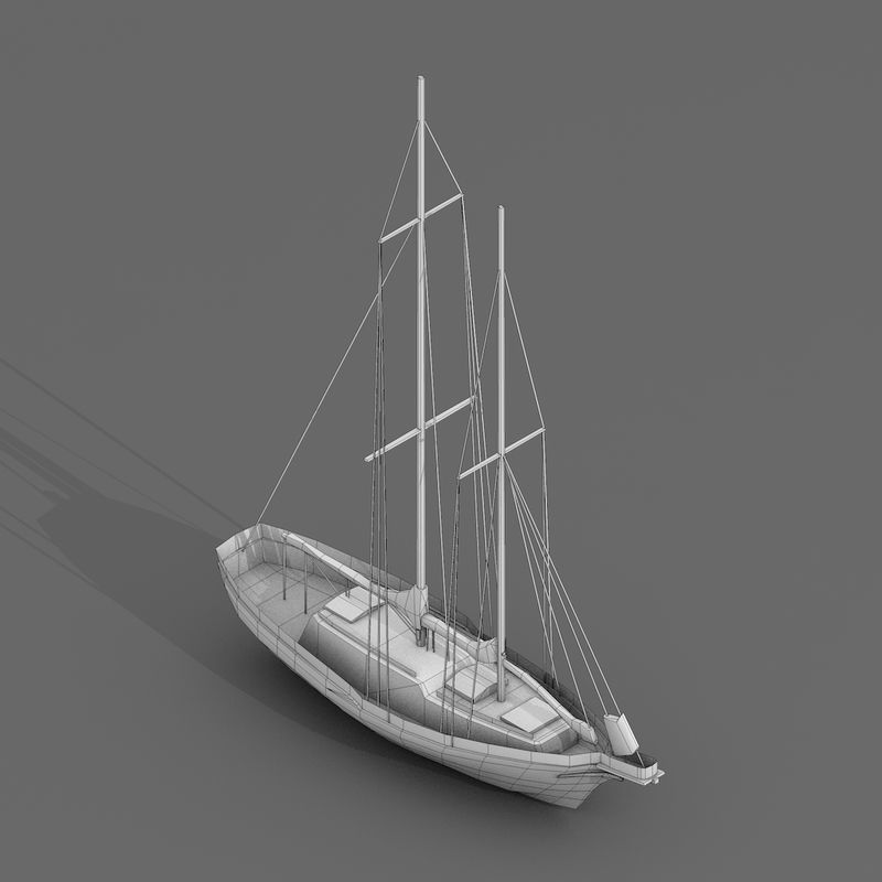 Sailboats and Yacht Collection Pack - 4 Lowpoly 3D Models Low-poly 3D model_8