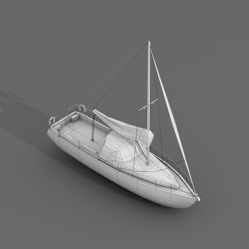 Sailboats and Yacht Collection Pack - 4 Lowpoly 3D Models Low-poly 3D model_2