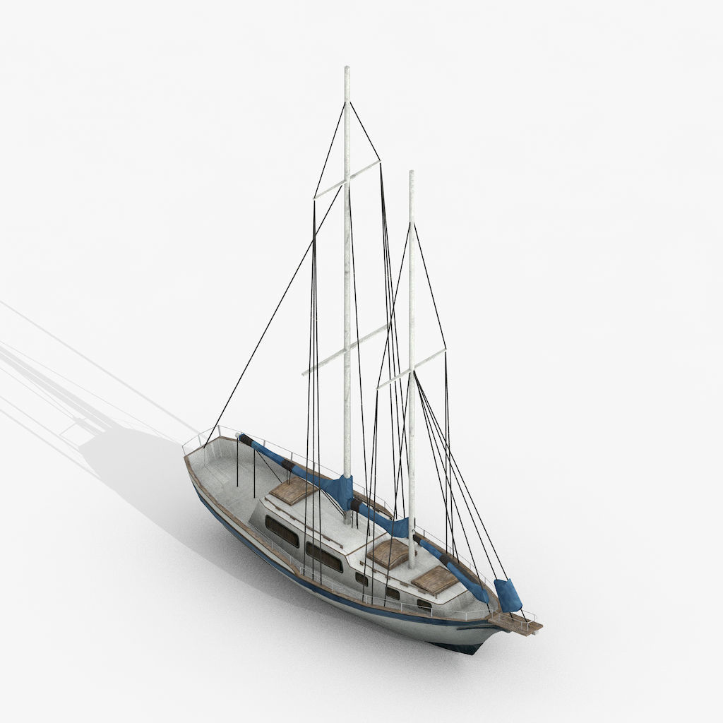 Sailboats and Yacht Collection Pack - 4 Lowpoly 3D Models Low-poly 3D model_7