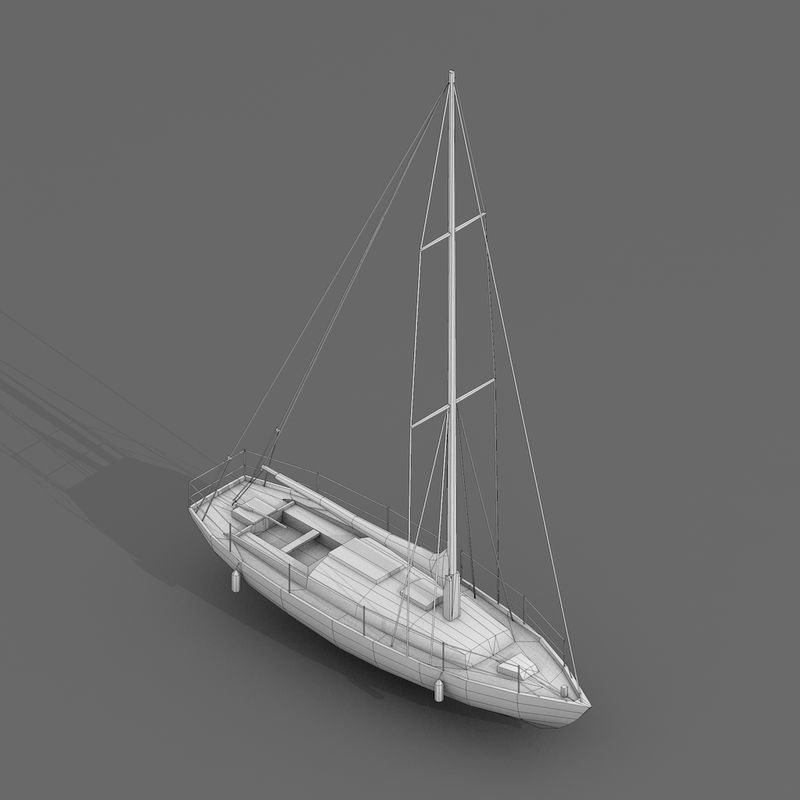 Sailboats and Yacht Collection Pack - 4 Lowpoly 3D Models Low-poly 3D model_4