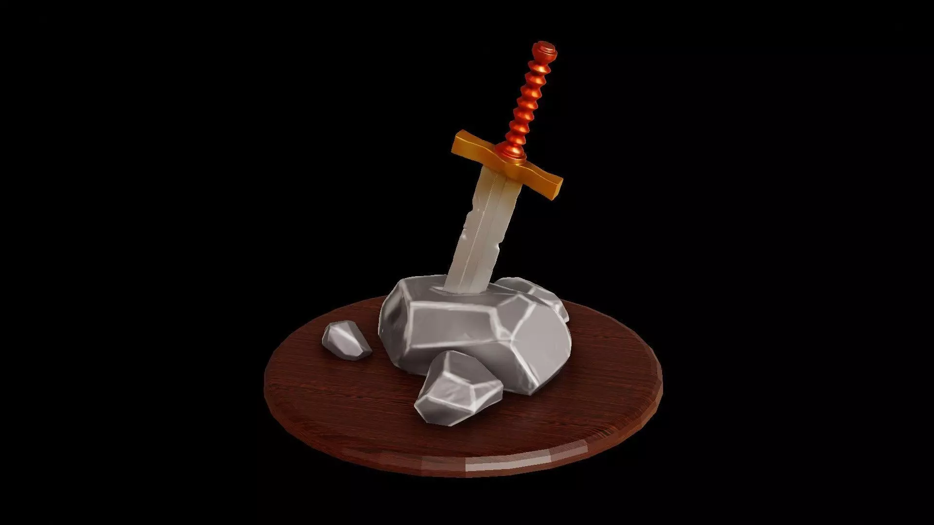 Excalibur Sword in the stone diorama zbrush blender Free 3D model