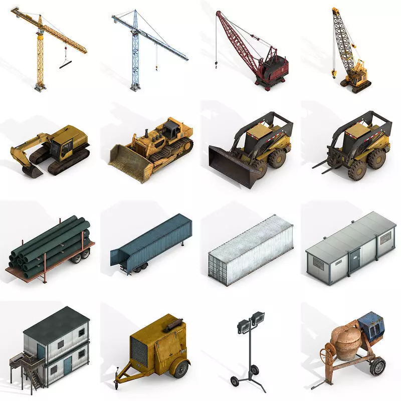Industrial Vehicles Pack Low-poly 3D model_0