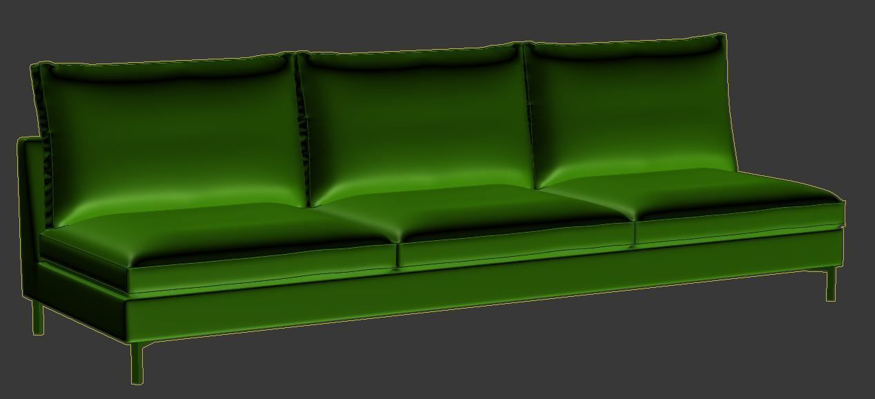 Sofa 3 seater  Low-poly 3D model_7