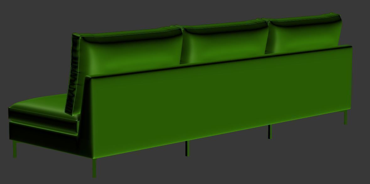 Sofa 3 seater  Low-poly 3D model_12