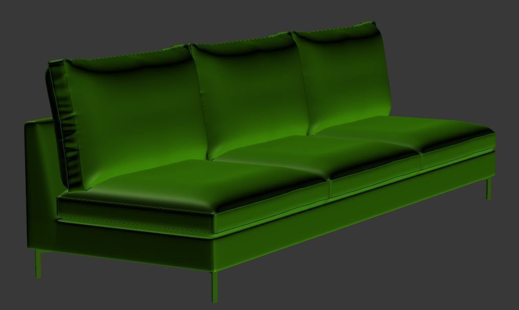 Sofa 3 seater  Low-poly 3D model_8