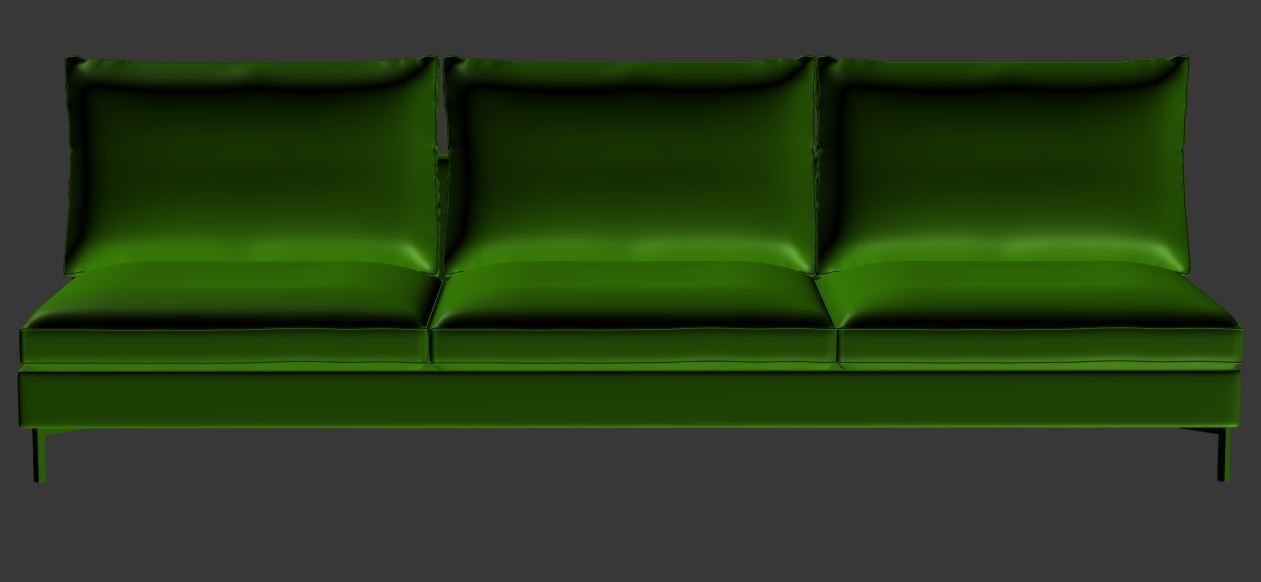 Sofa 3 seater  Low-poly 3D model_6