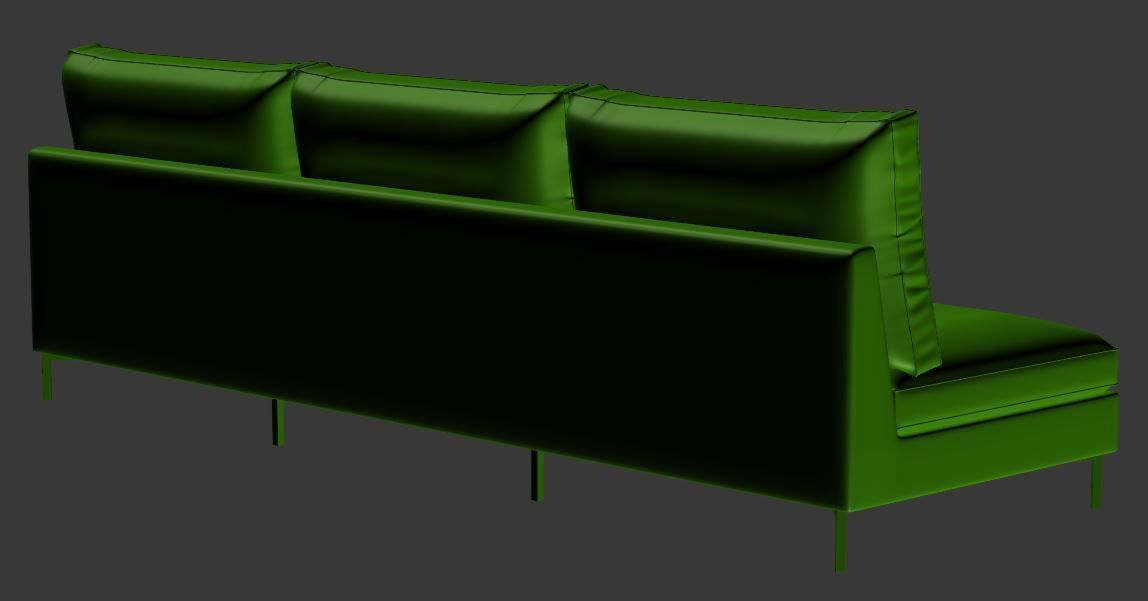 Sofa 3 seater  Low-poly 3D model_10