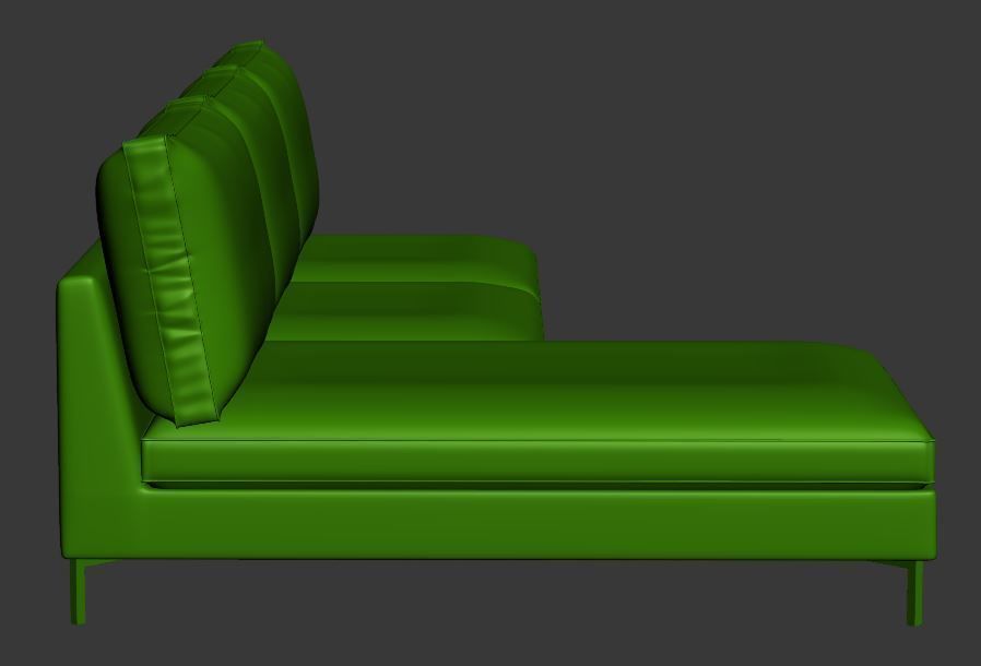 Sofa 2 seater with left chaise lounge Low-poly 3D model_9