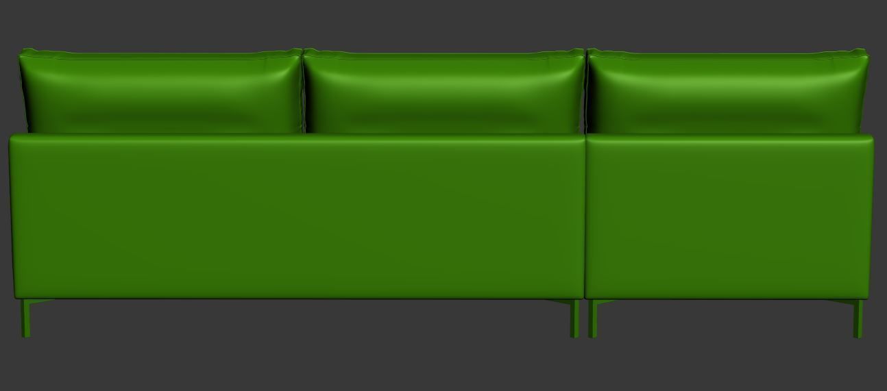 Sofa 2 seater with left chaise lounge Low-poly 3D model_11