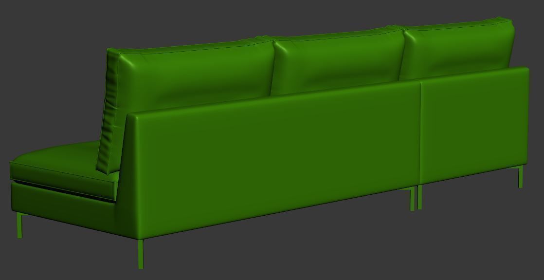 Sofa 2 seater with left chaise lounge Low-poly 3D model_12