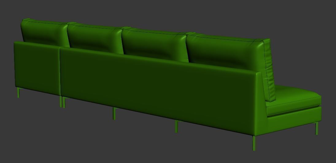 Sofa 3 seater with right chaise lounge Low-poly 3D model_10
