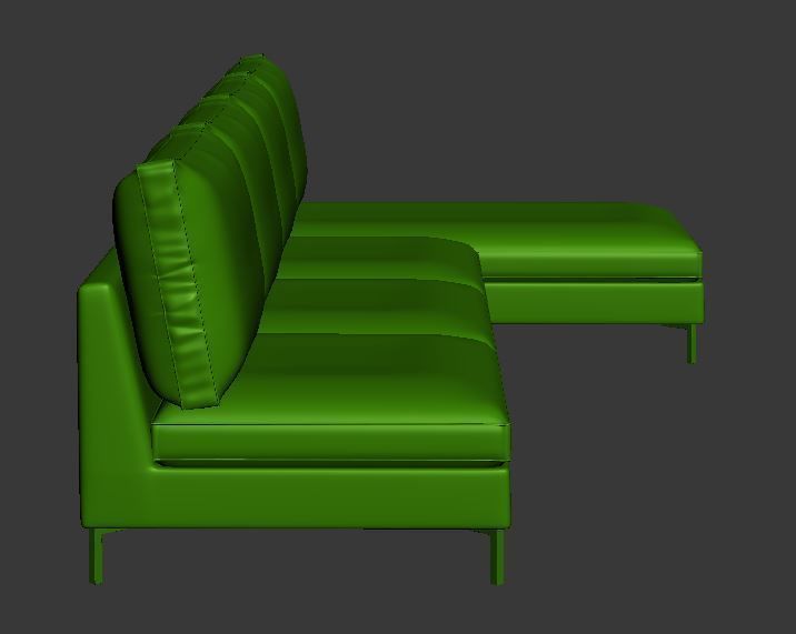 Sofa 3 seater with right chaise lounge Low-poly 3D model_9