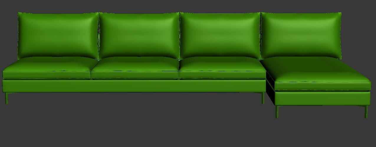 Sofa 3 seater with right chaise lounge Low-poly 3D model_6