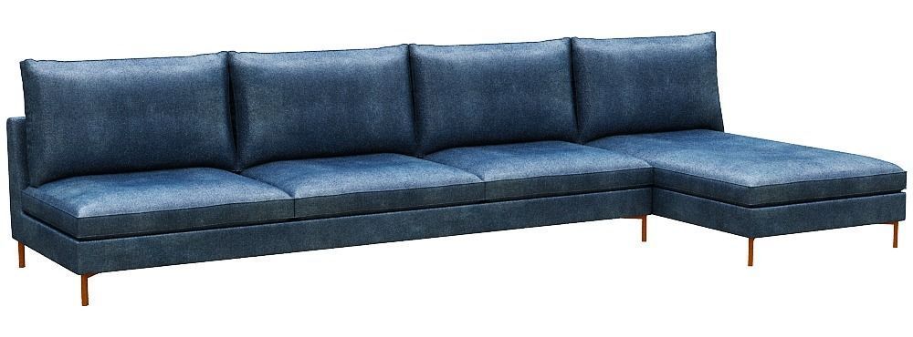 Sofa 3 seater with right chaise lounge Low-poly 3D model_1