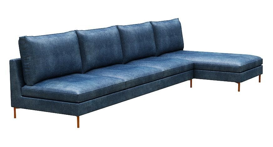Sofa 3 seater with right chaise lounge Low-poly 3D model_2