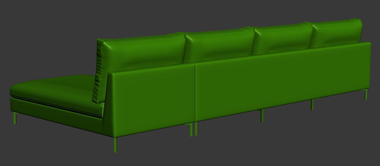 Sofa 3 seater with right chaise lounge Low-poly 3D model_12
