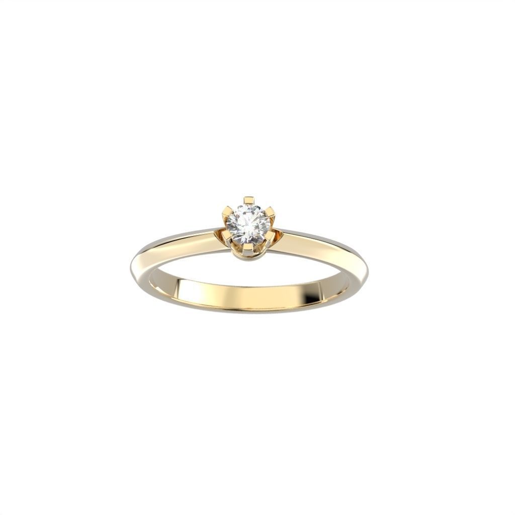 Solitaire rings flower style 3D print model_1