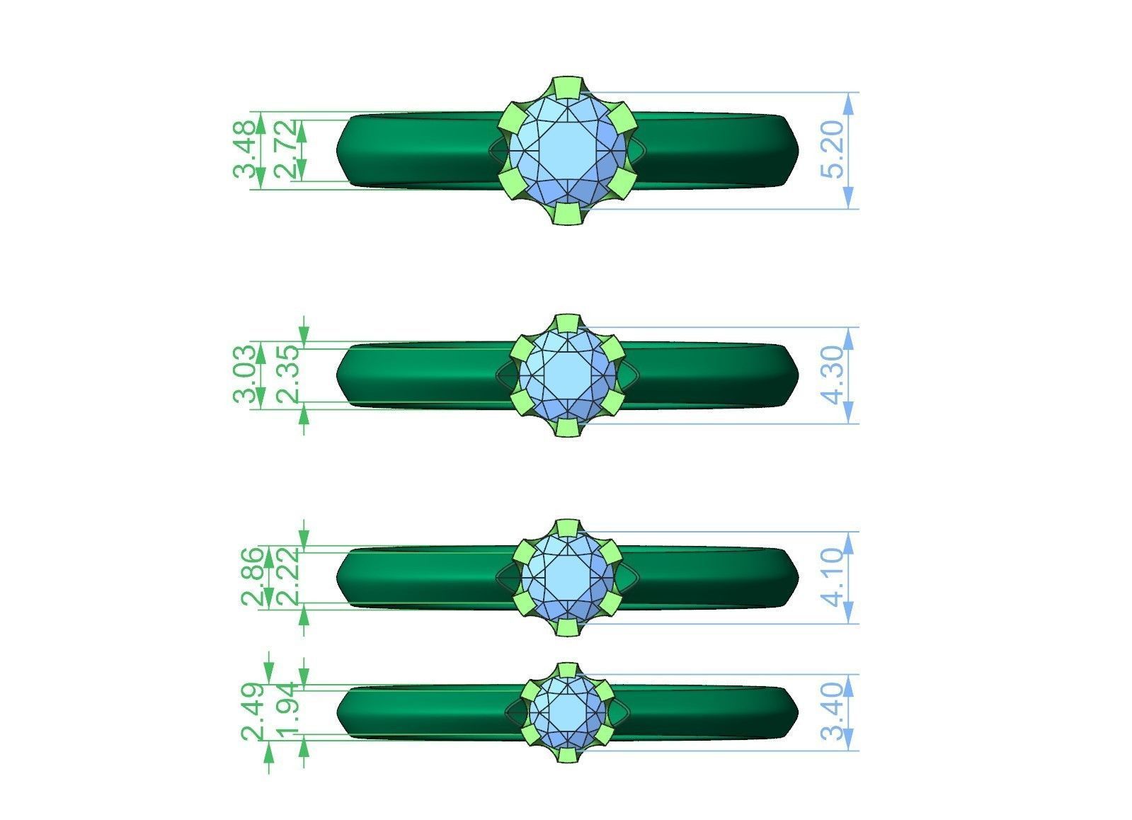 Solitaire rings flower style 3D print model_6
