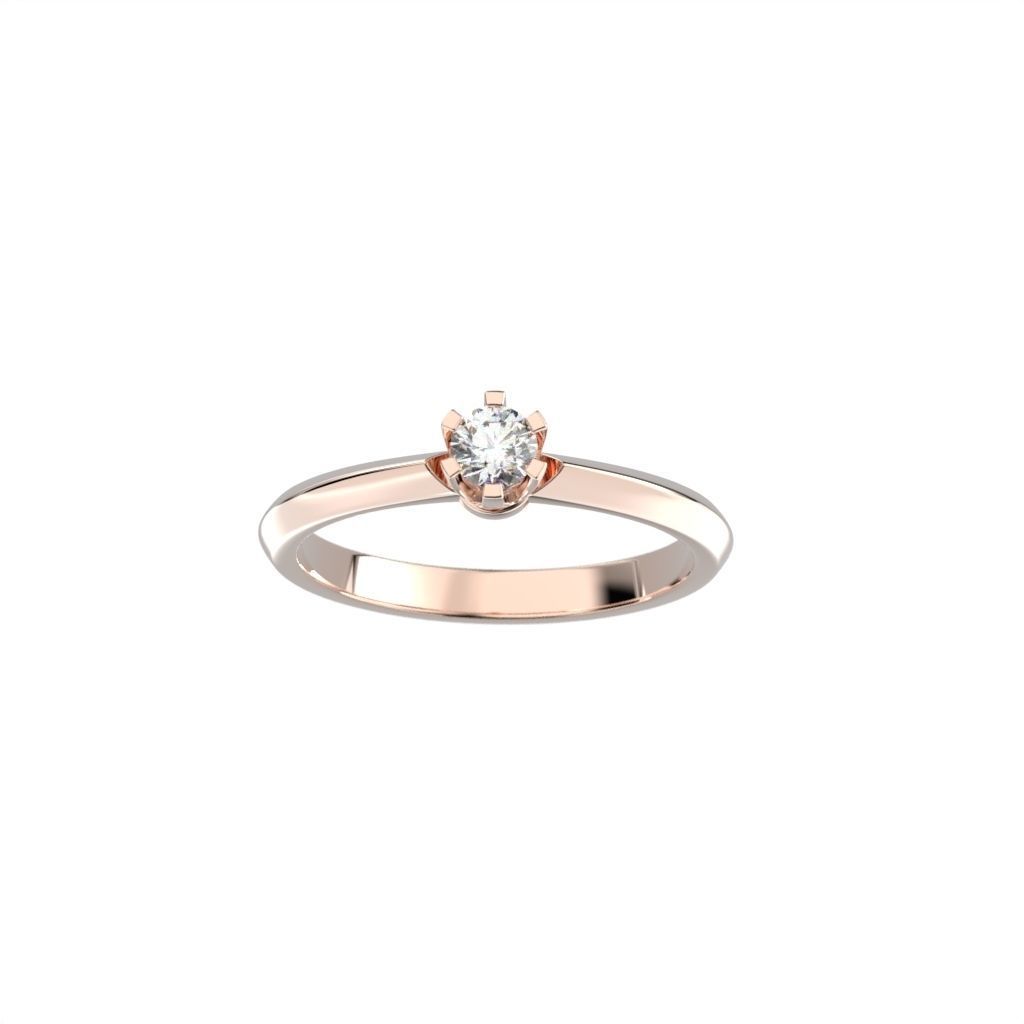 Solitaire rings flower style 3D print model_2