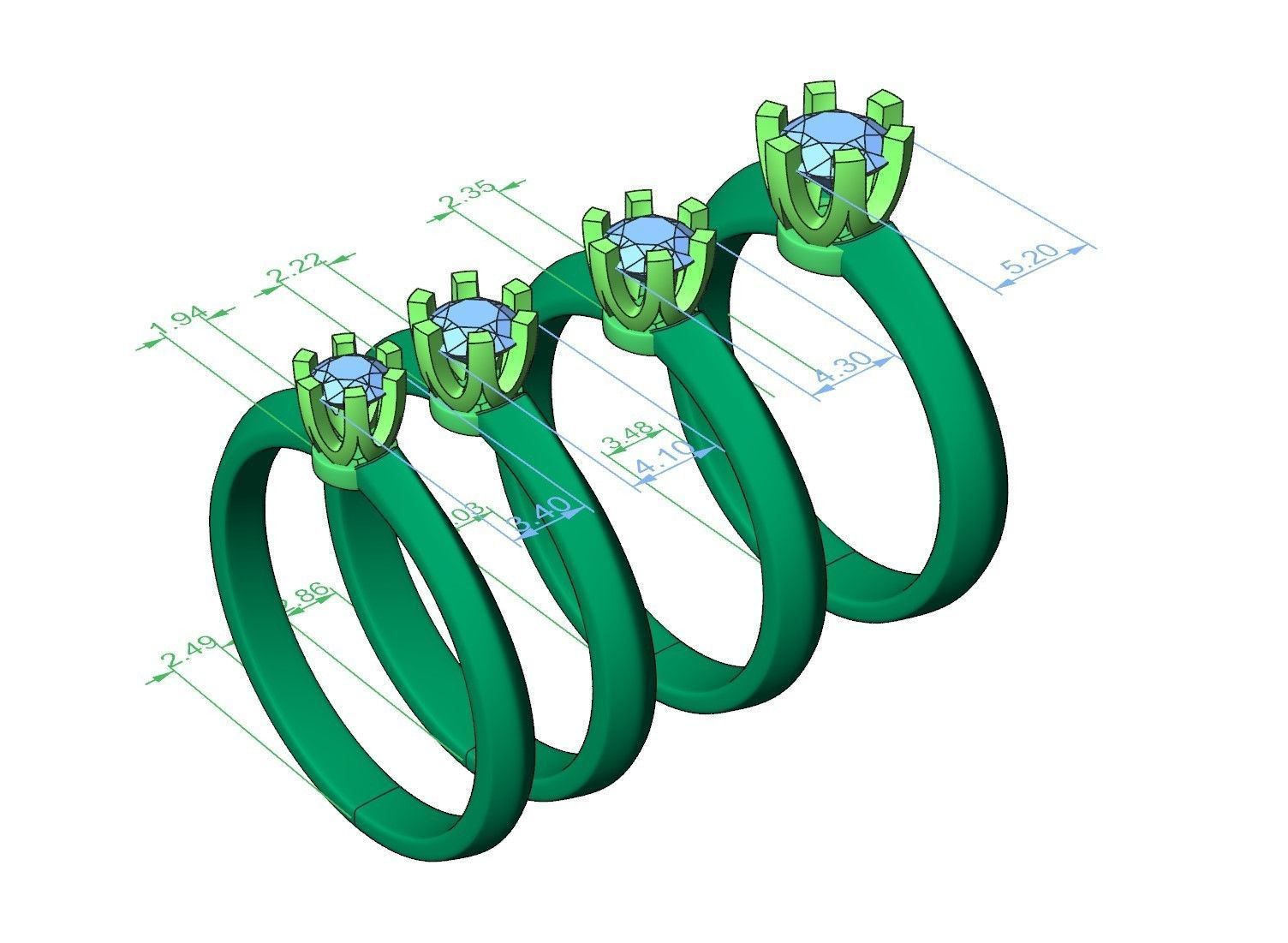 Solitaire rings flower style 3D print model_7