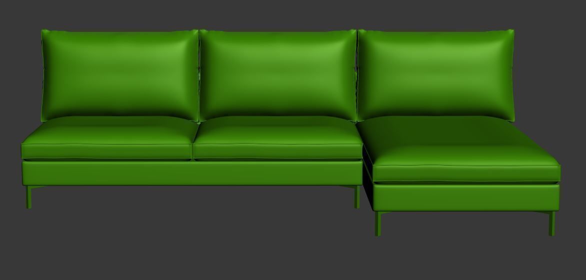 Sofa 3 seater with right chaise lounge Low-poly 3D model_6
