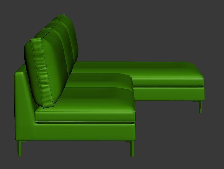 Sofa 3 seater with right chaise lounge Low-poly 3D model_9
