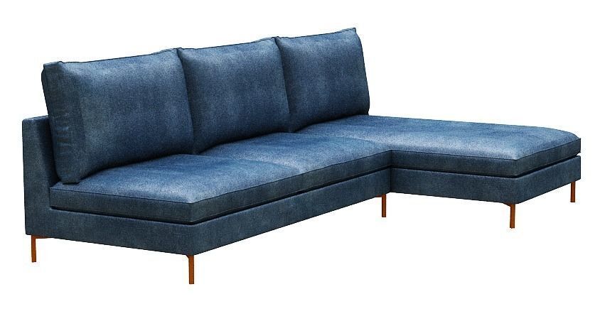 Sofa 3 seater with right chaise lounge Low-poly 3D model_2