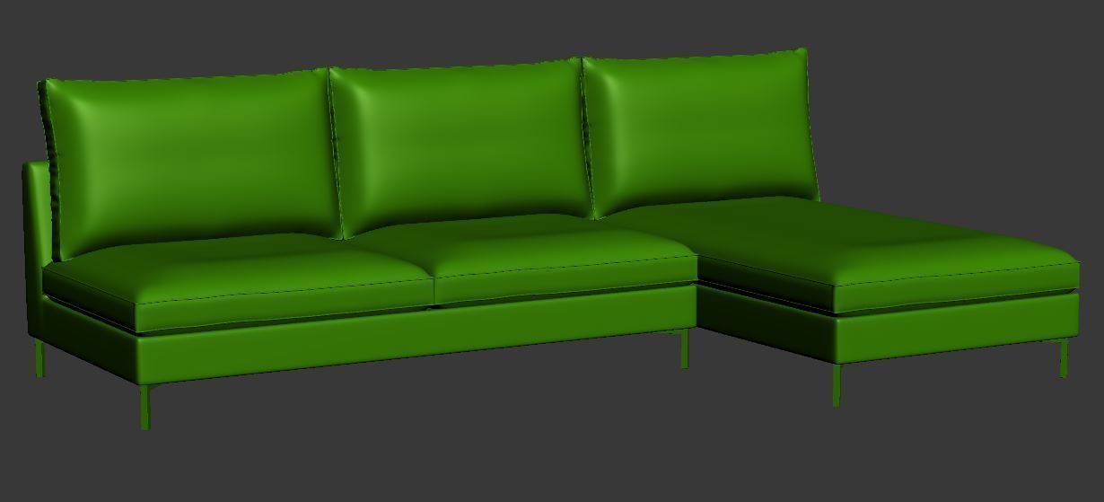 Sofa 3 seater with right chaise lounge Low-poly 3D model_7