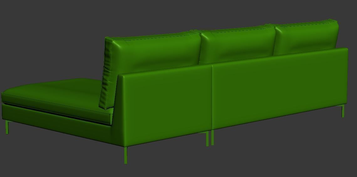 Sofa 3 seater with right chaise lounge Low-poly 3D model_12