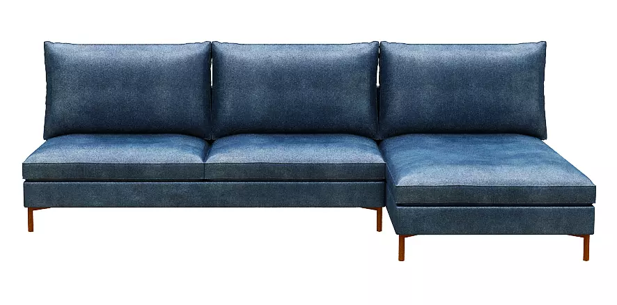 Sofa 3 seater with right chaise lounge Low-poly 3D model_0