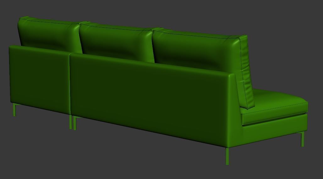 Sofa 3 seater with right chaise lounge Low-poly 3D model_10