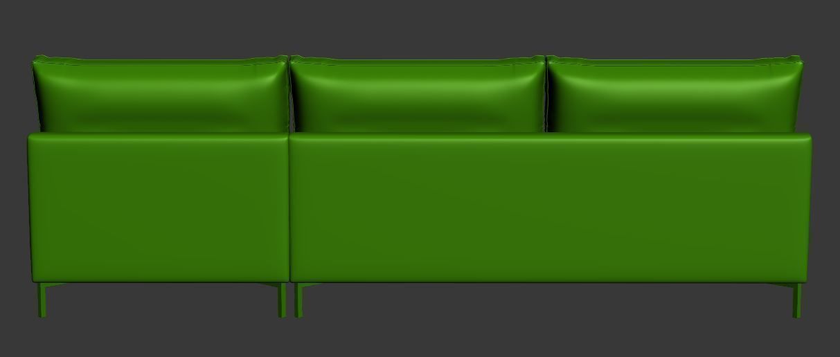 Sofa 3 seater with right chaise lounge Low-poly 3D model_11