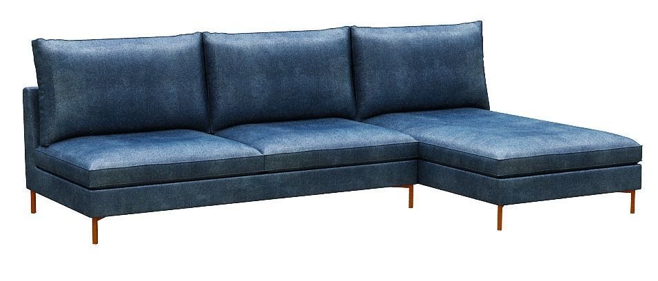 Sofa 3 seater with right chaise lounge Low-poly 3D model_1