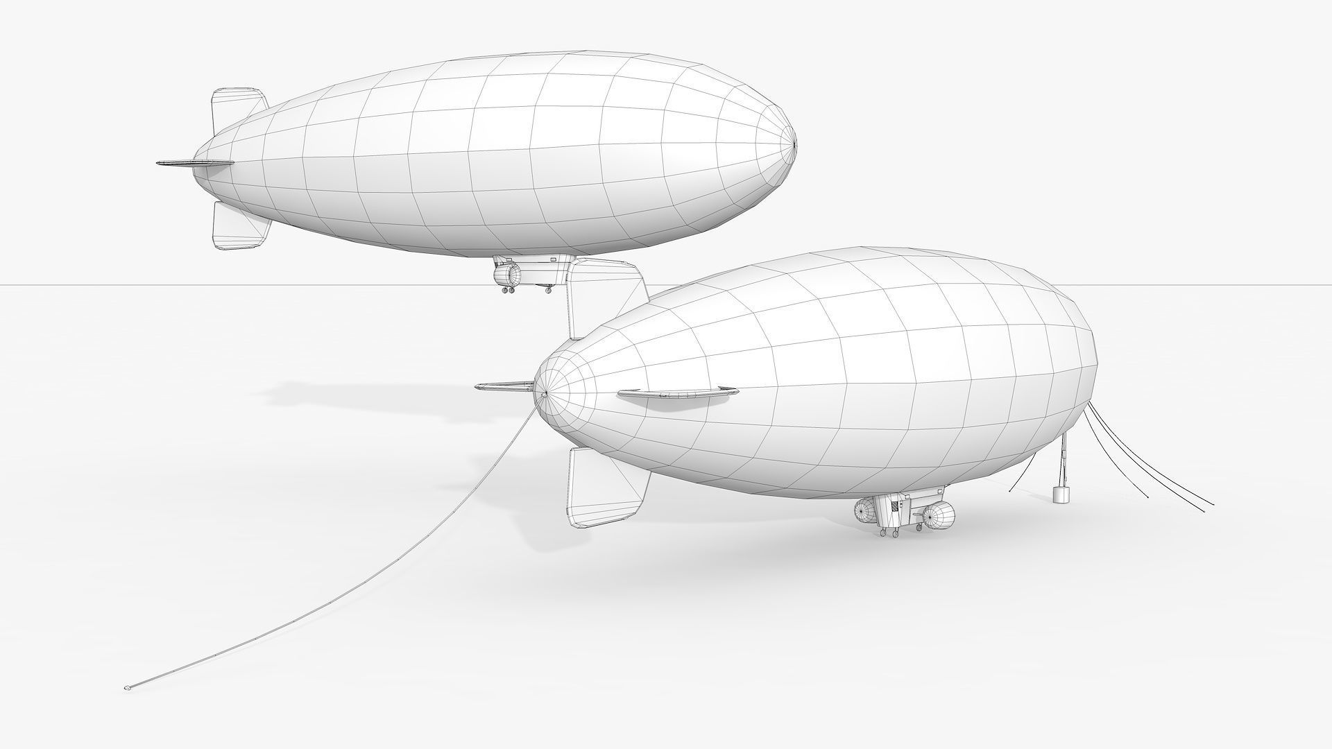 Lowpolygonal Airships Low-poly 3D model_7