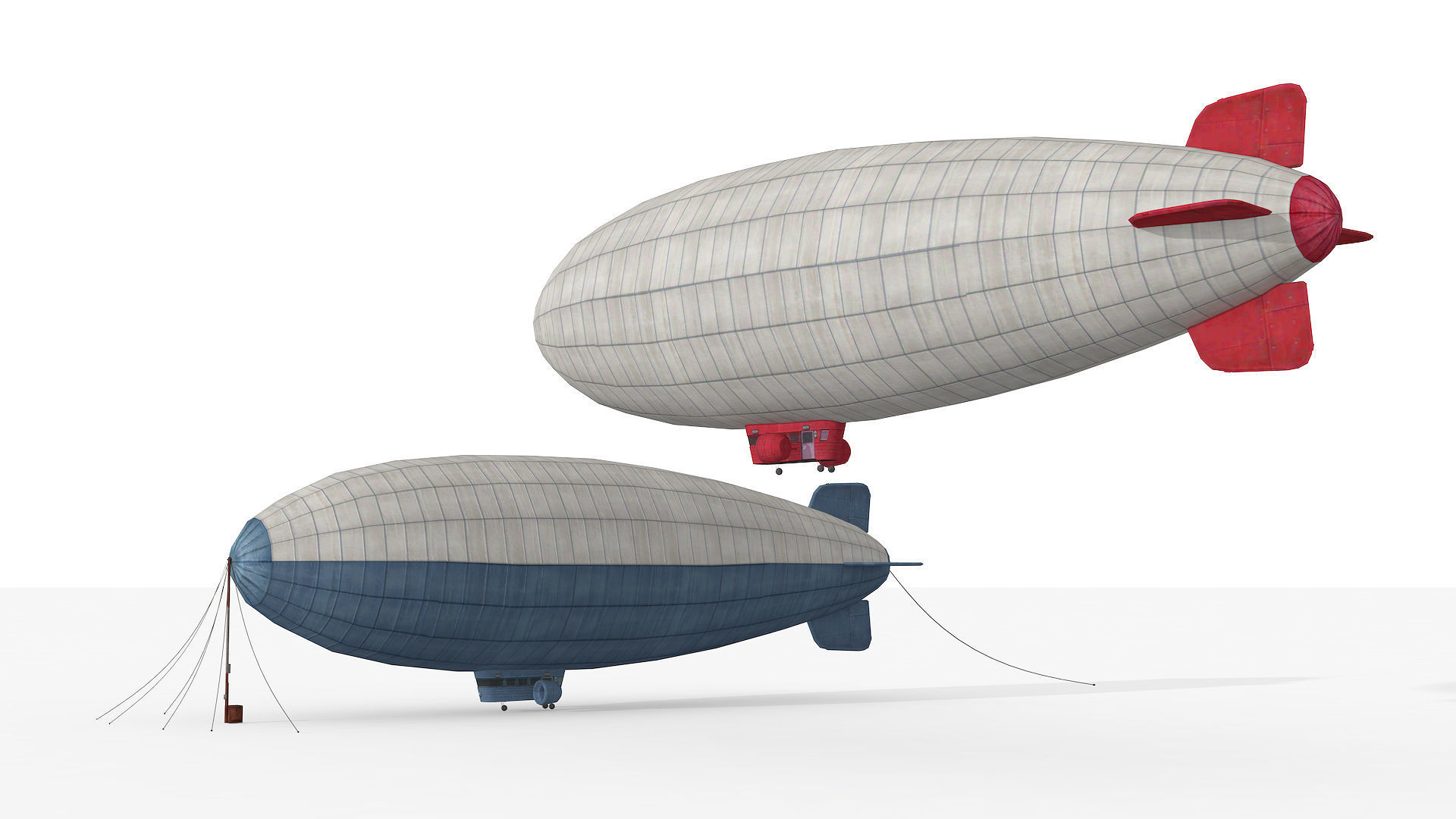 Lowpolygonal Airships Low-poly 3D model_3